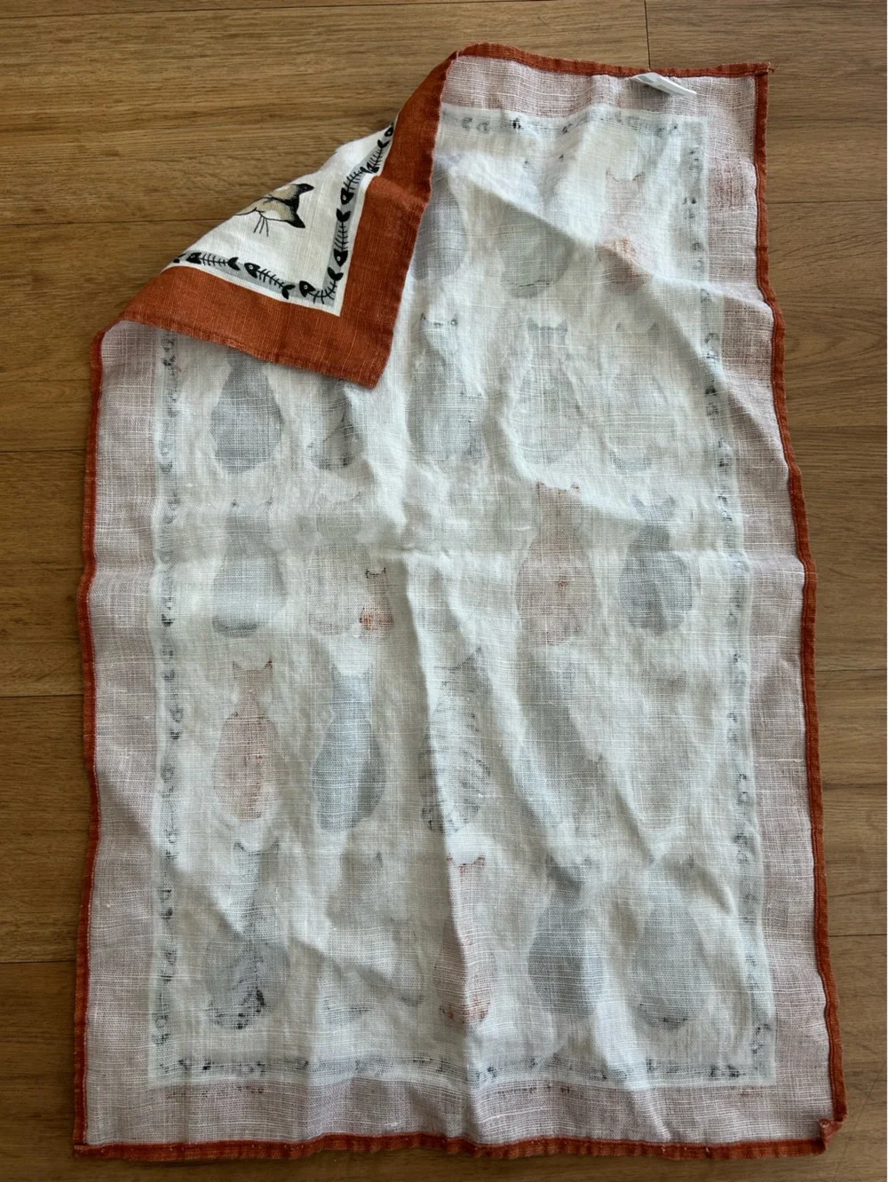 VTG Ulster Weavers Cats in Waiting Irish Linen Tea Towel Retro Cottagecore